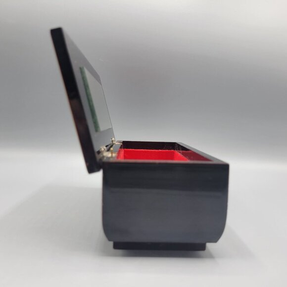 Vtg Lacquered Westland Music Jewelry Box Swan Floral Red Velvet Chopin Nocturne - Picture 11 of 16